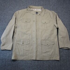 PG Field Jacket Mens XL Beige Button Up Lined Chore Utility Neutral Outdoor Barn